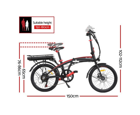 Everfit Folding Electric Bike Urban City Bicycle eBike Rechargeable Battery 250W