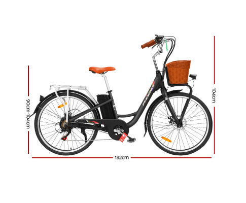 Phoenix 26 Inch Electric Bike Urban Bicycle eBike Removable Battery Black
