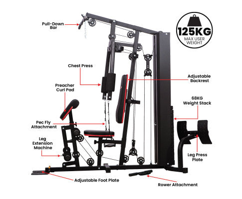 Powertrain Jx-89 Multi Station Home Gym 68kg Weight Cable Machine