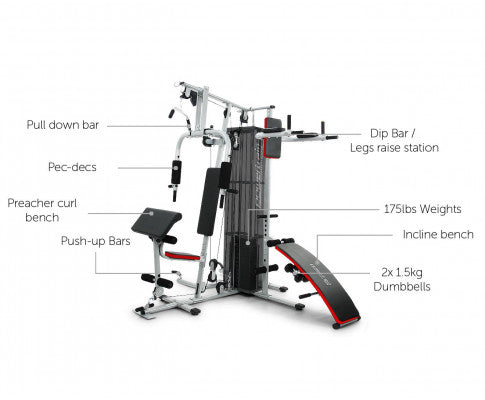 Powertrain Sports Multistation Powertrain Home Gym With Weights And Bench-175lbs