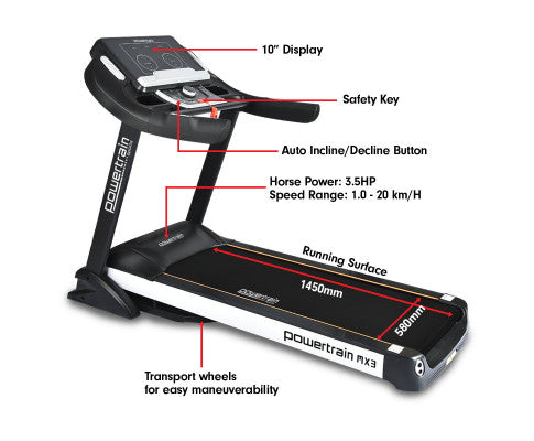 Powertrain MX3 Treadmill Performance Home Gym Cardio Machine