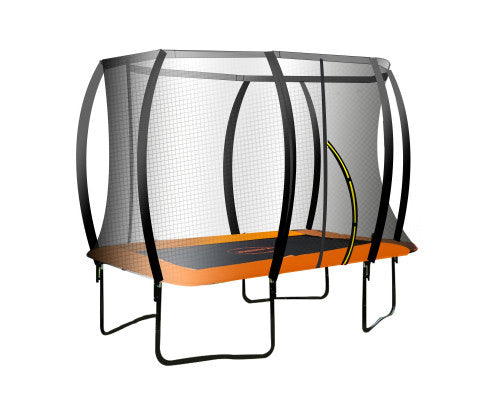 Kahuna 8ft X 11ft Outdoor Rectangular Orange Trampoline with Safety Enclosure.