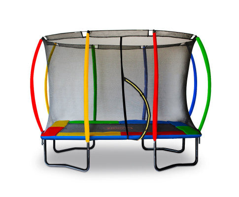 Kahuna 6ft x 9ft Outdoor Rectangular Rainbow Trampoline With Safety Enclosure