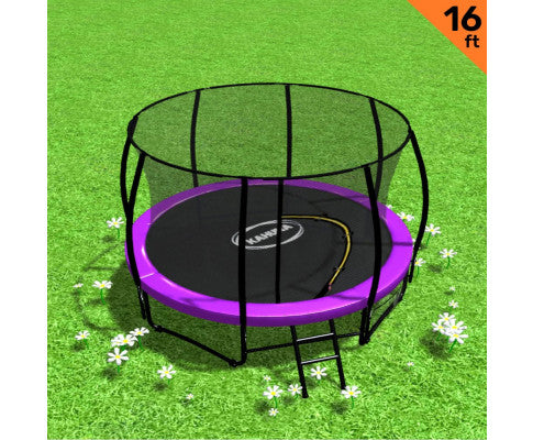 Kahuna 16ft Trampoline Free Ladder Spring Mat Net Safety Pad Cover Round Enclosure - Purple