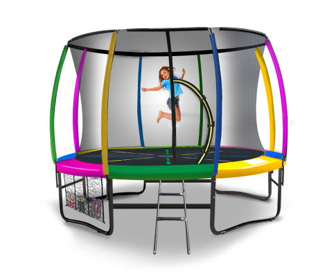 Kahuna 16ft Trampoline Free Ladder Spring Mat Net Safety Pad Cover Round Enclosure - Rainbow