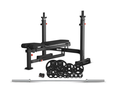 CORTEX MF410 MultiFunction Bench Press + 100kg Olympic Tri-Grip Weight Plate & Barbell Package