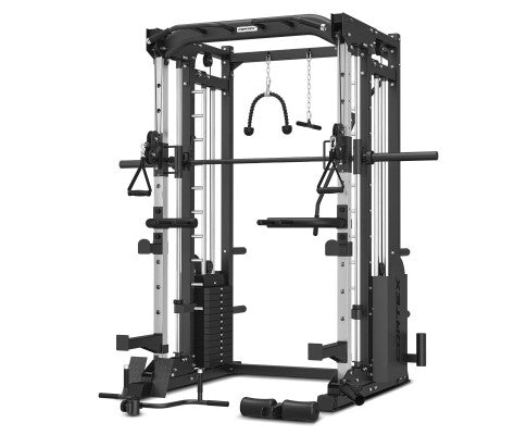CORTEX SM-25 6-in-1 Power Rack & Cable Machine Bundle: BN6 Bench and 130kg Olympic Weight Plate & Barbell Package