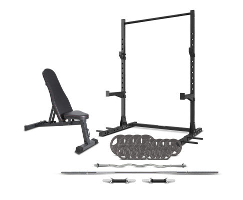 CORTEX SR3 Squat Rack with 90kg Standard Tri-Grip Weight, Bar and Bench Set