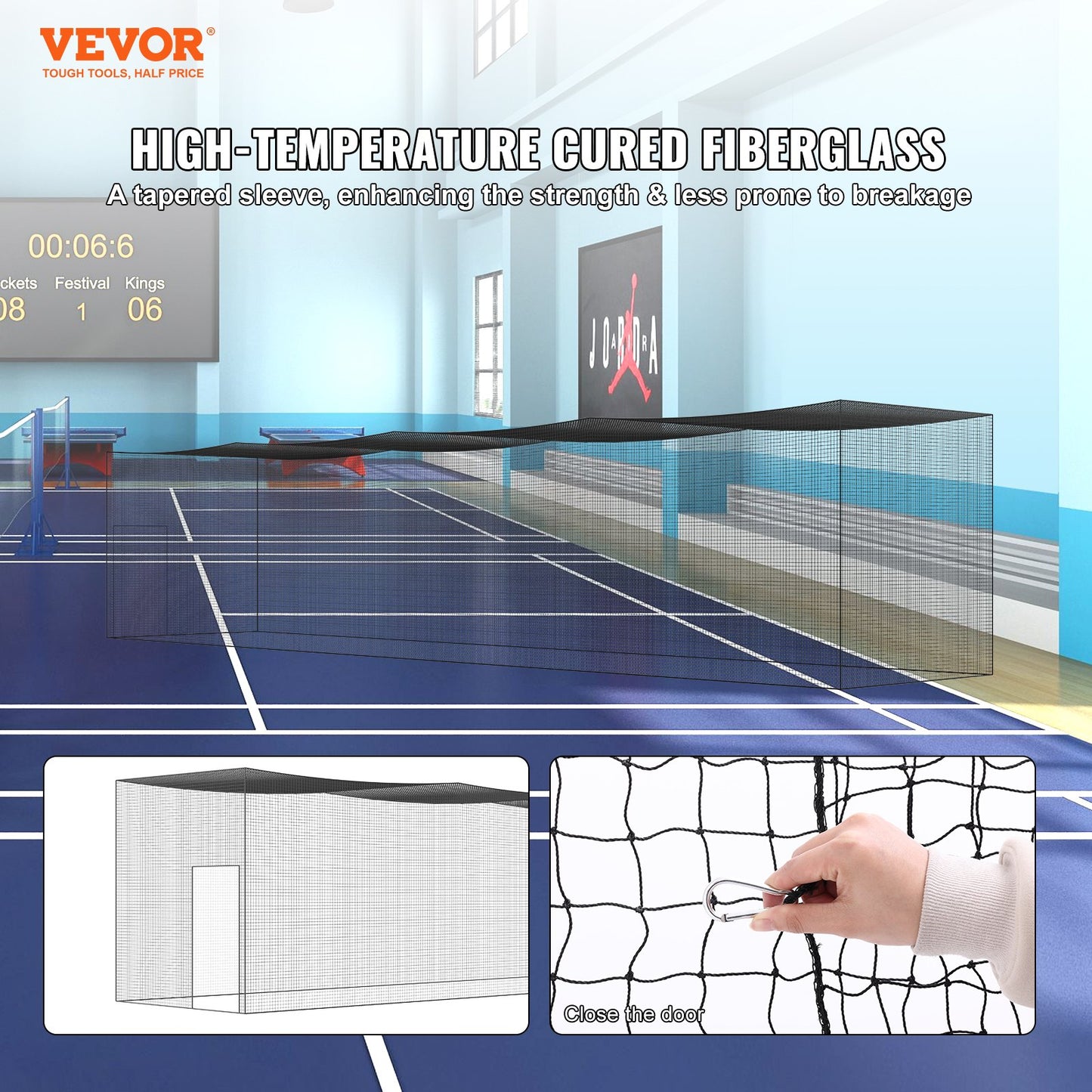 VEVOR Baseball Batting Netting, Professional Softball Baseball Batting Hitting Training Net, Practice Portable Pitching Cage Net with Door & Carry Bag, Heavy Duty Enclosed PE Netting,1676CM (NET ONLY)