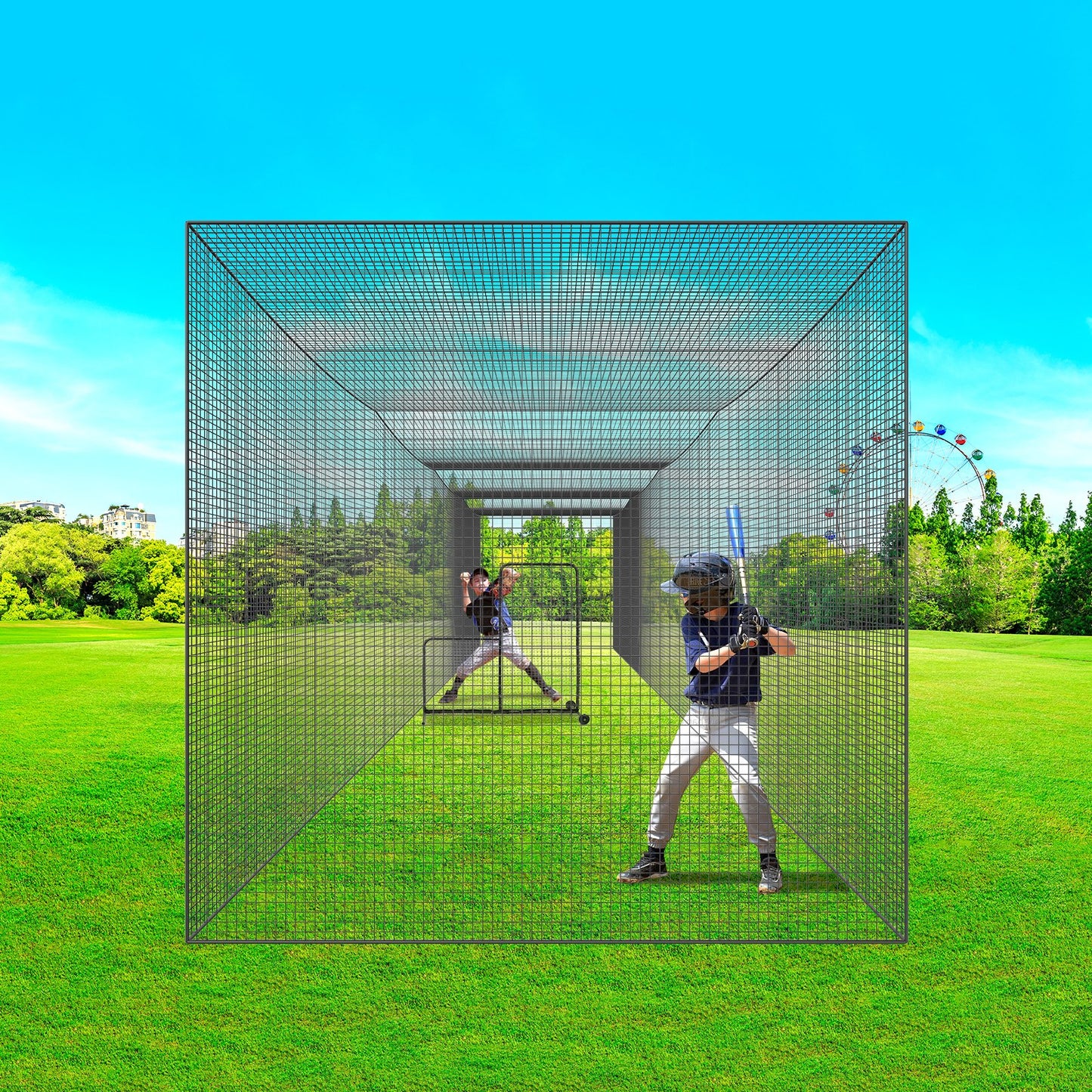 VEVOR Baseball Batting Netting, Professional Softball Baseball Batting Hitting Training Net, Practice Portable Pitching Cage Net with Door & Carry Bag, Heavy Duty Enclosed PE Netting,1676CM (NET ONLY)