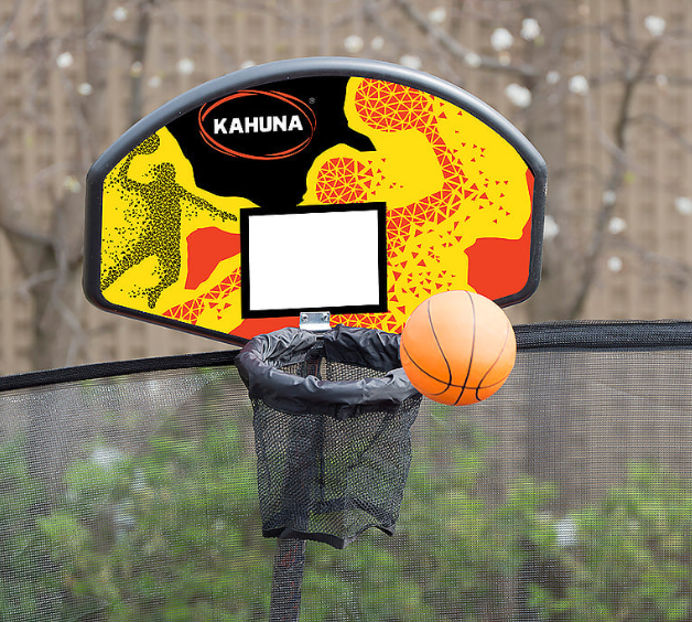 Kahuna 14ft Outdoor Trampoline Kids Children With Safety Enclosure Pad Mat Ladder Basketball Hoop Set - Blue