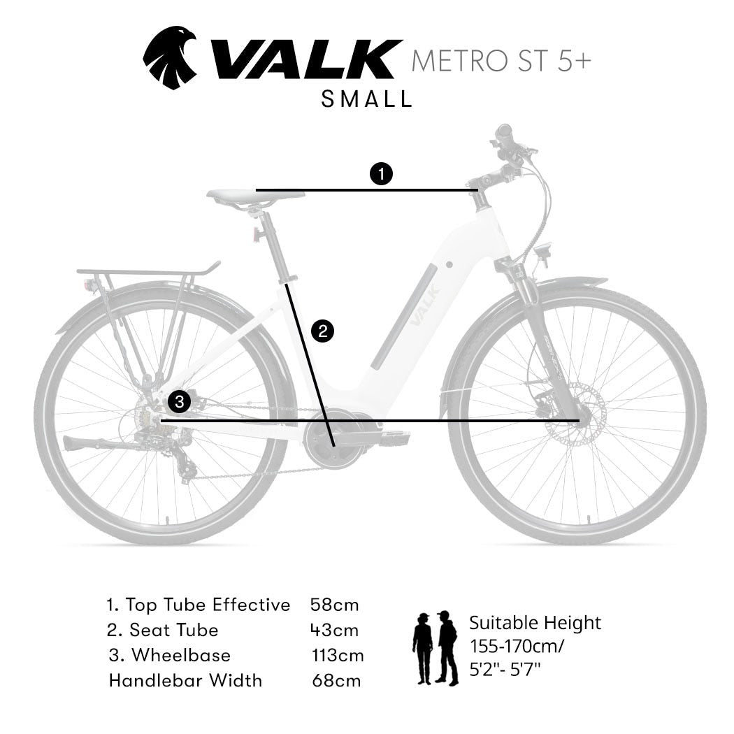 VALK Electric Bike Metro TR 5 + Hybrid Ebike Alloy Up to 85km w/ Battery 36V, Medium, White