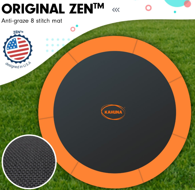 Kahuna 14ft Outdoor Trampoline Kids Children With Safety Enclosure Pad Mat Ladder Basketball Hoop Set - Orange