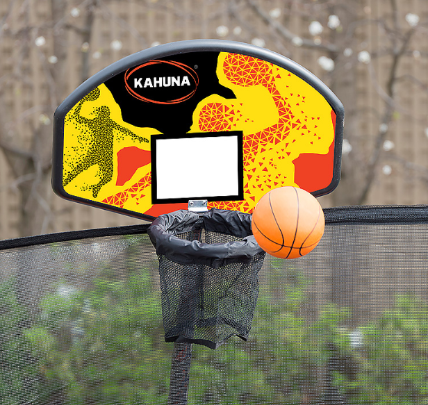 Kahuna 14ft Outdoor Trampoline Kids Children With Safety Enclosure Pad Mat Ladder Basketball Hoop Set - Pink
