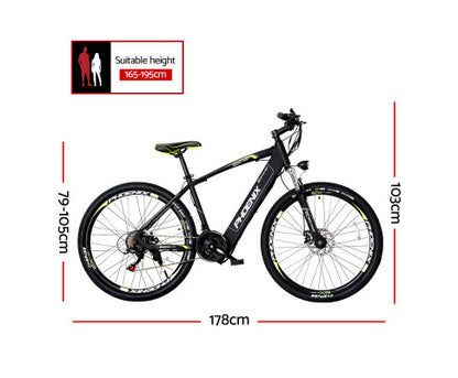 Phoenix 27.5 Inch Electric Bike Mountain Bicycle eBike Built-in Battery