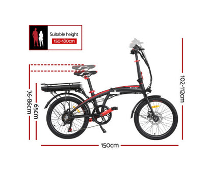 Everfit Folding Electric Bike Urban City Bicycle eBike Rechargeable Battery 250W