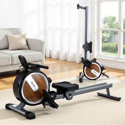 Everfit 16 Level Magnetic Rowing Machine for Home with App Connect Walnut
