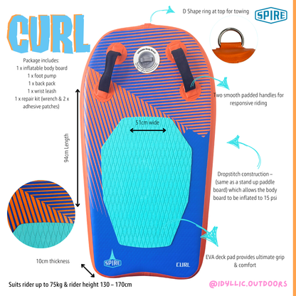 Spire Curl Inflatable Body Board