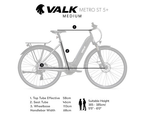Valk Metro ST 5 + Electric Bike, Mid-Drive, Step-Through, Medium, Dark Grey