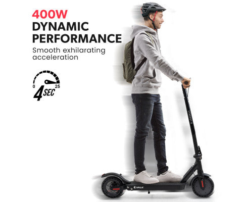 VALK 400W Electric Scooter, 37V Folding E- Scooter with Suspension, for Adults, Synergy 5 MkII Black