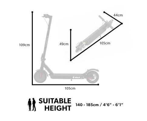 VALK 400W Electric Scooter, 37V Folding E- Scooter with Suspension, for Adults, Synergy 5 MkII Black