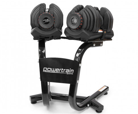 Powertrain 2x 40kg Powertrain Adjustable Dumbbells with Stand
