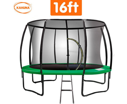 Kahuna 16ft Trampoline Free Ladder Spring Mat Net Safety Pad Cover Round Enclosure - Green
