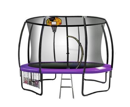 Kahuna 16ft Outdoor Trampoline Kids Children With Safety Enclosure Pad Mat Ladder Basketball Hoop Set - Purple