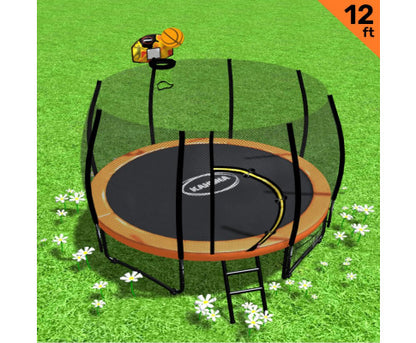 Kahuna Twister 12ft Springless Trampoline Outdoor Mat Pad Net Ladder with Basketball Set