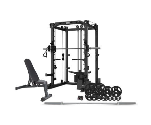 CORTEX SM20 Smith Station with 100kg Olympic Tri-Grip Weight, Bar and Bench Set