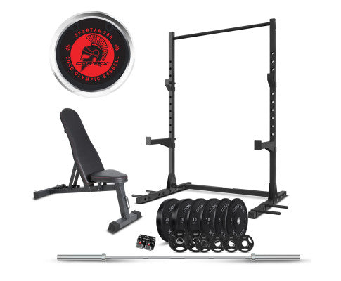 CORTEX SR3 Squat Rack with 100kg Olympic Bumper (V2) Weight, Bar and Bench Set