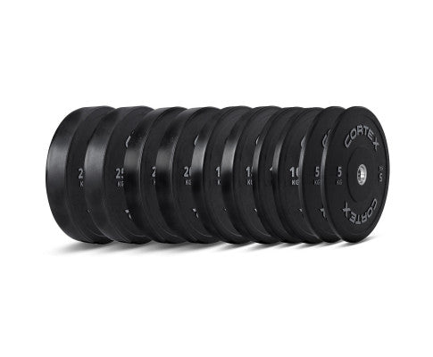 CORTEX 150kg Black Series V2 Rubber Olympic Bumper Plate Set 50mm