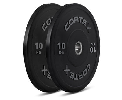 CORTEX 170kg Black Series V2 Rubber Olympic Bumper Plate Set 50mm with SPARTAN205 Barbell