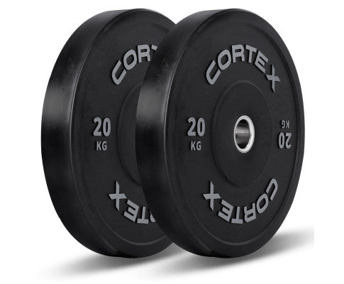 CORTEX 170kg Black Series V2 Rubber Olympic Bumper Plate Set 50mm with SPARTAN205 Barbell
