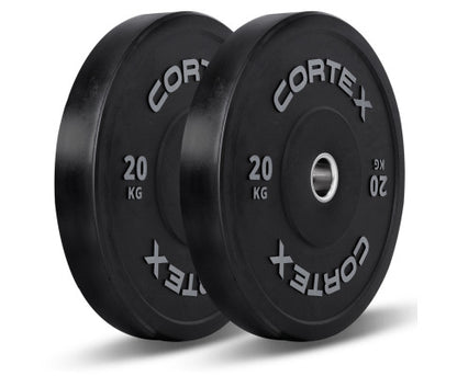 CORTEX 170kg Black Series V2 Rubber Olympic Bumper Plate Set 50mm with SPARTAN205 Barbell
