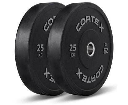 CORTEX 170kg Black Series V2 Rubber Olympic Bumper Plate Set 50mm with SPARTAN205 Barbell