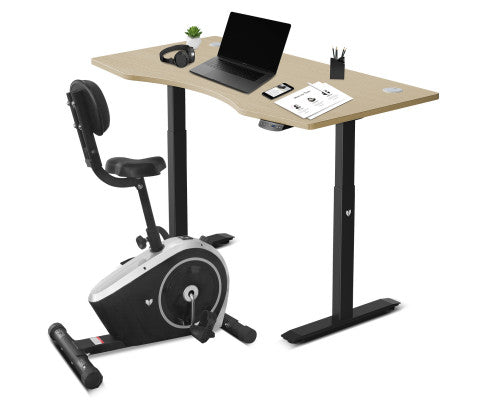 Lifespan Fitness Cyclestation 3 Exercise Bike with ErgoDesk Automatic Standing Desk 150cm in Oak/Black