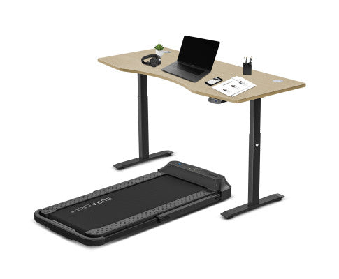 Lifespan Fitness V-FOLD Treadmill with ErgoDesk Automatic Standing Desk 1500mm in Oak/Black