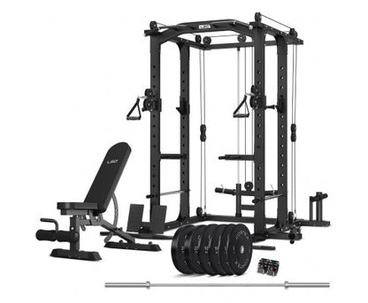 LSG GRK100 with FID Bench and 90kg Olympic Bars and Bumper Weights