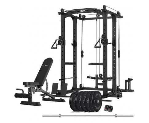 LSG GRK100 with FID Bench and 90kg Olympic Bars and Bumper Weights