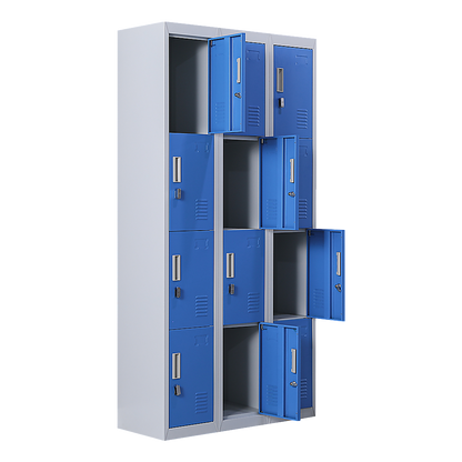 12-Door Locker for Office Gym Shed School Home Storage - Padlock-operated