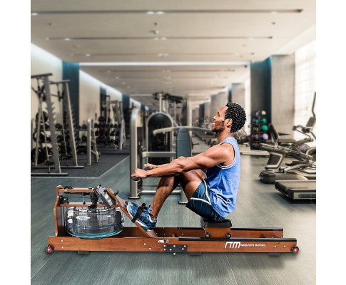 Water Rowing Machine Resistance Foldable Wood Premium Fitness Equipment