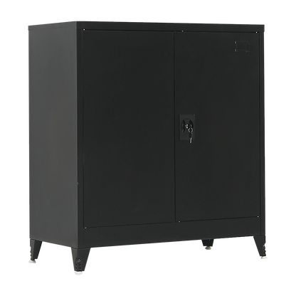 Two-Door Metal Short Cabinet Shelf Storage for Home Office Gym