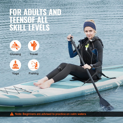 VEVOR Inflatable Stand Up Paddle Board, 152 mm SUP Paddleboard with Removable Kayak Seat, Board Accessories, Pump, Paddle, Fin, Backpack, Ankle Leash, and Repair Kit, for Youth & Adults