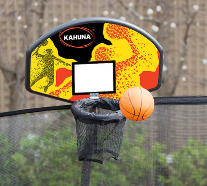 Kahuna 14ft Outdoor Trampoline Kids Children With Safety Enclosure Pad Mat Ladder Basketball Hoop Set - Blue