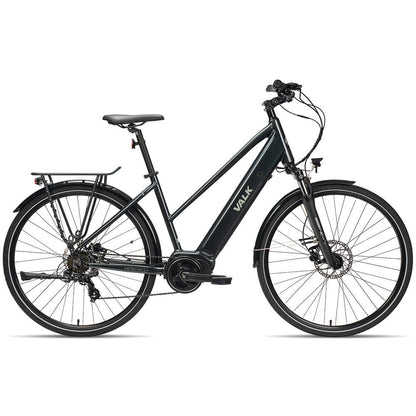 VALK Metro MT 5 + Electric Hybrid Bike, Mid-Drive, Mixte Frame, Medium, Dark Grey