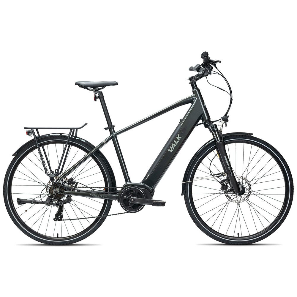 VALK Metro TR 5 + Electric Hybrid Bike, Gen II, Mid-Drive, Large, Dark Grey
