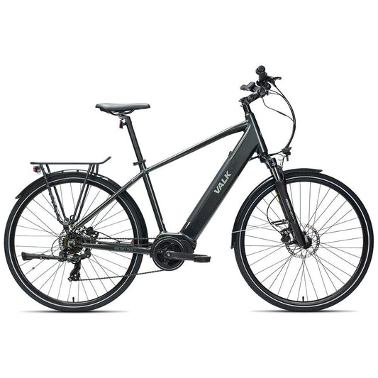 VALK Metro TR 5 + Electric Hybrid Bike, Gen II, Mid-Drive, Large, Dark Grey