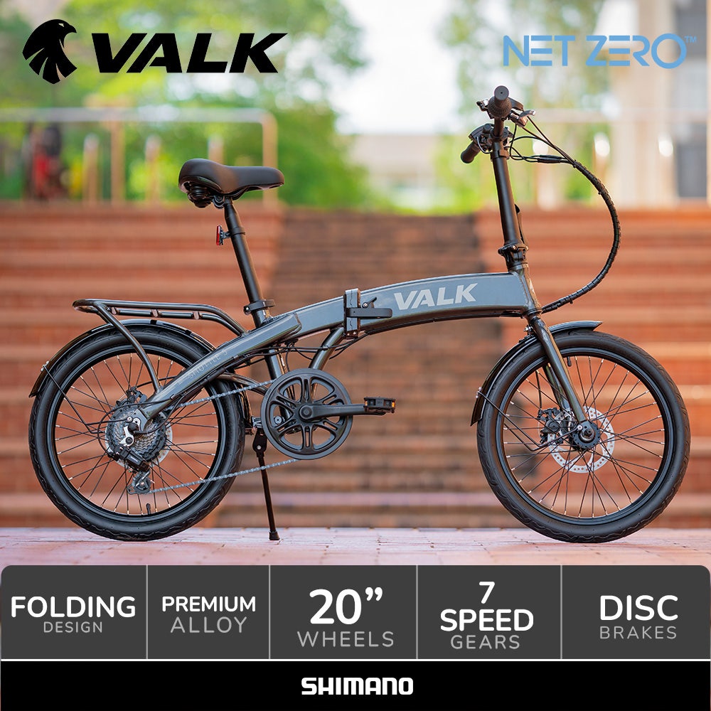 VALK Shuttle 5 Electric Folding Bike, Gen II, 20" Tyres, Shimano 7-Speed, Dark Grey